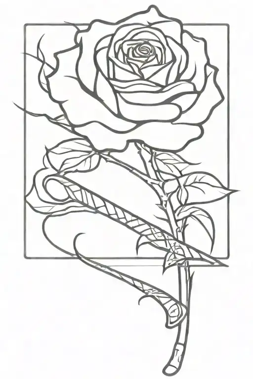 Ice Hockey Stick Wrapped In A Rose Intertwined