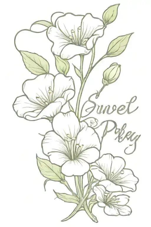 Sweet Pea And Daisys With Word Strong