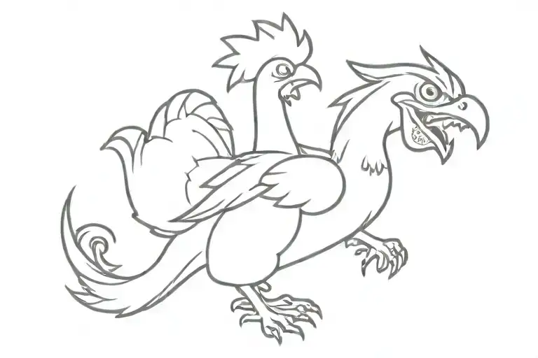 Cute Chicken Riding A Dragon