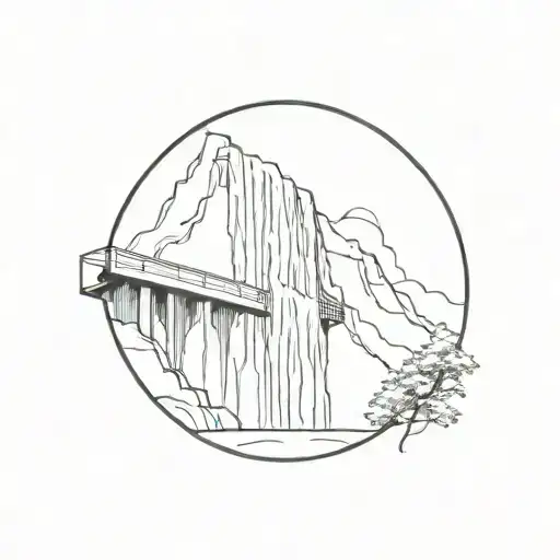Waterfall And Steel Beam