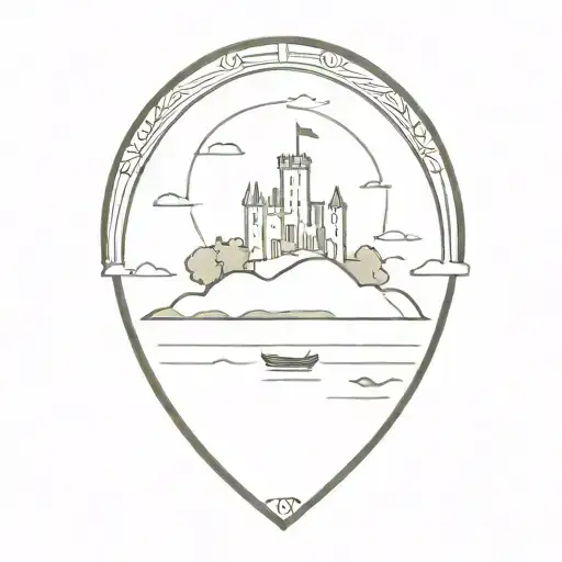 Irish Castle On An Island With A Row Boat