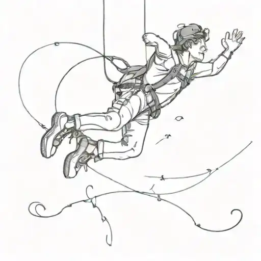 A Tattoo Of Bungee Jumping In Space While Falling