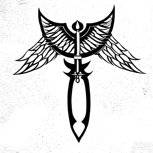 Upside Down Sikh Khanda Sword With Wings