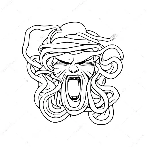 Angry Medusa Yelling With Snakes
