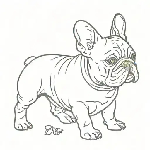 Tattoo In The Style Of Minimalism Dog Breed French Bulldog