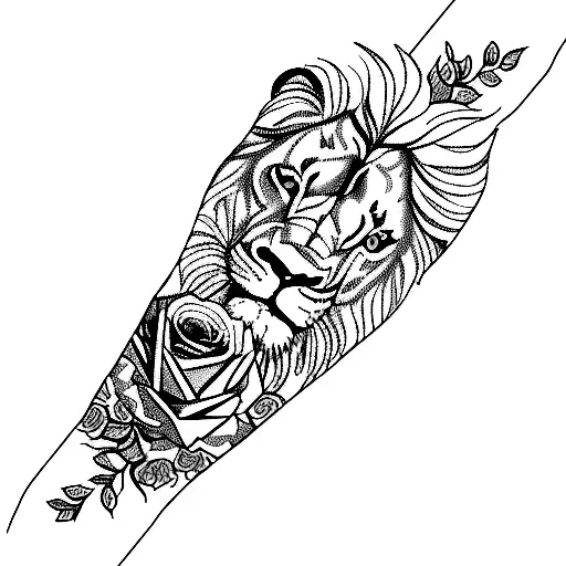 A Lion With Roses And A Clock