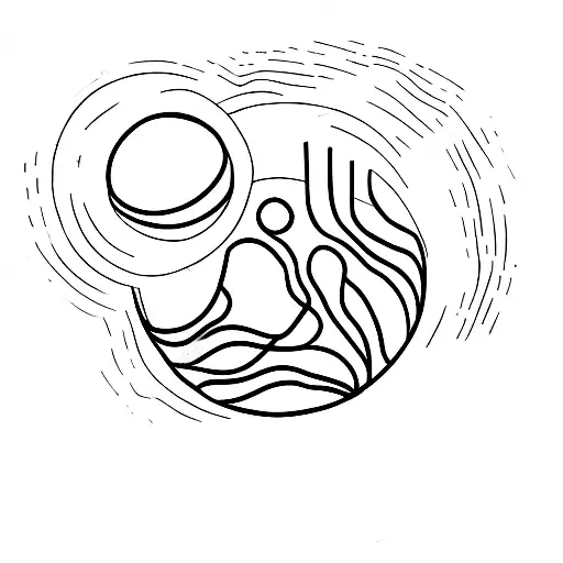 A Simple Line Drawing Of A Coffee Bean With A Planet Inside It