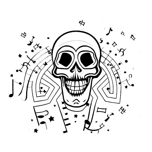 A Music-inspired Skull With Stars As Notes