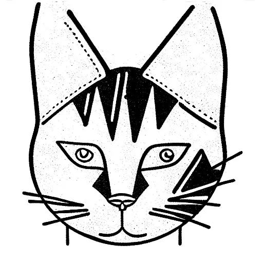 Cat Head With One Crooked Ear