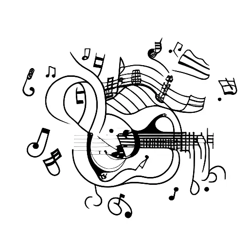 A Guitar And Piano Merging Into One Instrument