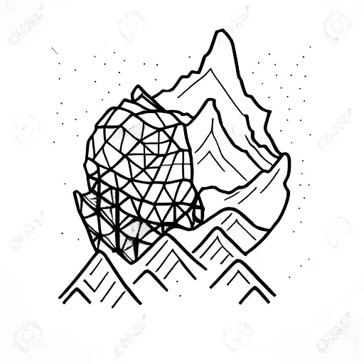 A Minimalist Tattoo Of A Mountain Range With A Silhouette Of A Cyclist Riding Through It