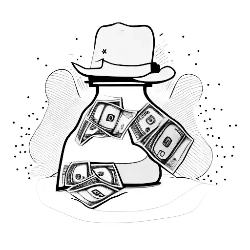 Stacks Of Money And Cocaine Forming The Silhouette Of A Woman