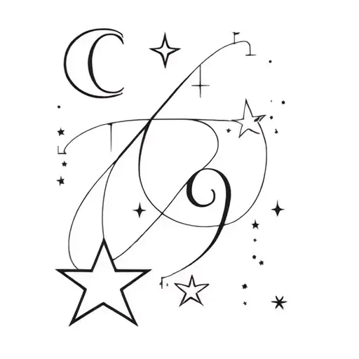 Combination Of Letter C And Letter Q With Stars And Moons For Friends