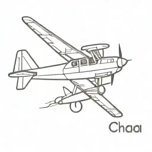 Cute Plane Line Drawing With A Name Chau