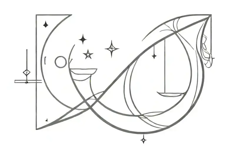 Half Moon With Libra Zodiac Sign