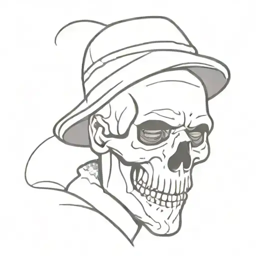 Man With Hat Smiling Skull