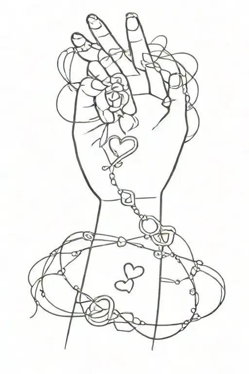 8 Vertically Connected Hearts Bracelet To Hand