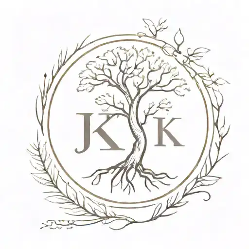 Jk Initial Tree Growing Tattoo Design