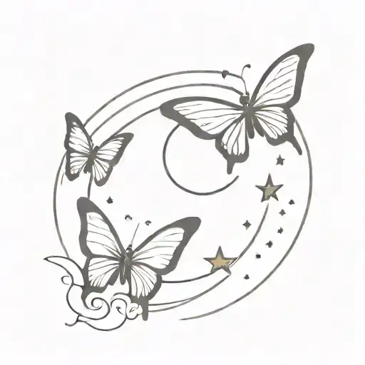 Butterfly Moon And Star