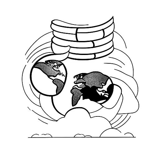 A Minimalist Tattoo Of A Globe With A Trail Of Books Representing Travel And Reading