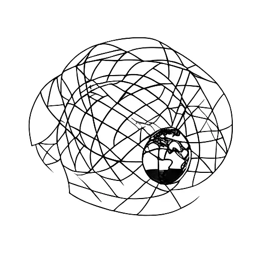 A Minimalist Tattoo Of A Globe With A Trail Of Books Representing Travel And Reading