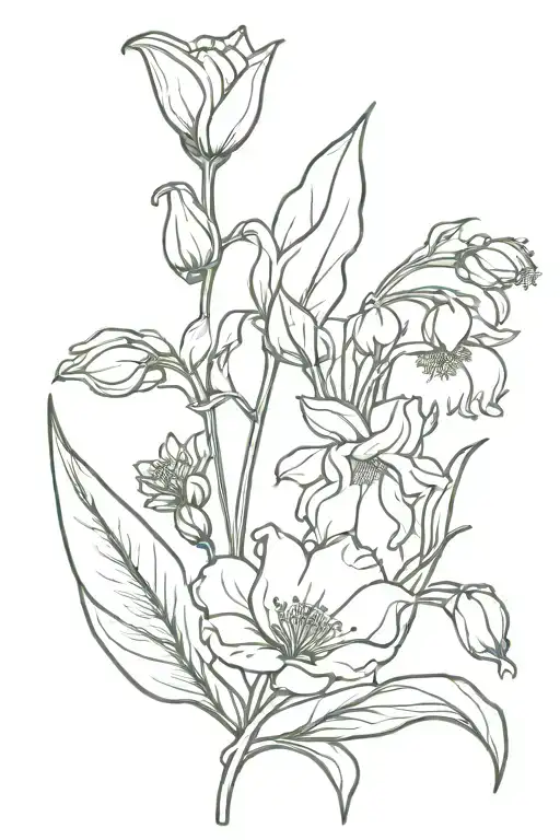 Lily Of The Valley And Poppy Flower Intertwined