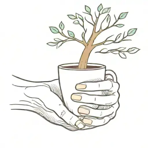 Sleepy Tree Holding A Cup Of Coffee In Hand Holding