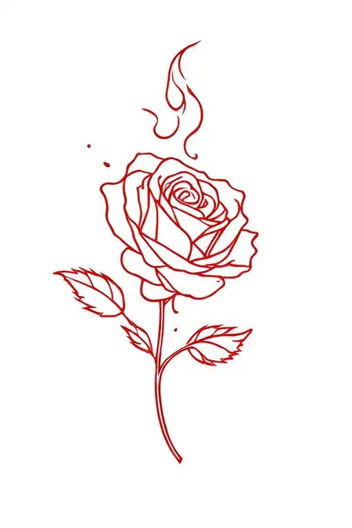 Minimal Rose With Fire
