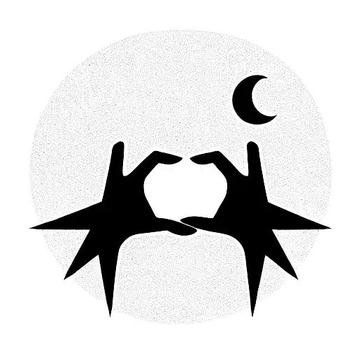 Moon And Star Holding Hands