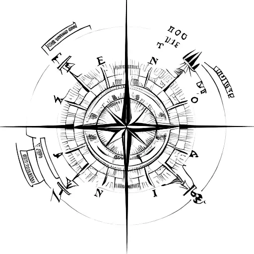 A Minimalist Compass With Dog Paw Prints As The Cardinal Directions