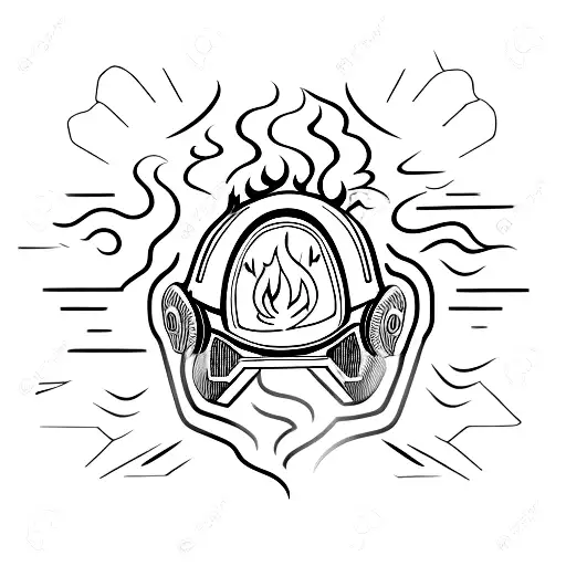 Safety Helmet With A Fire Design And The Number 19