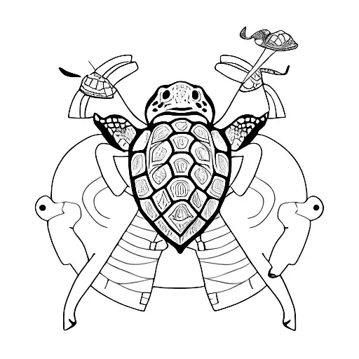 A Giant Sea Turtle With 2 Elephants On Its Back