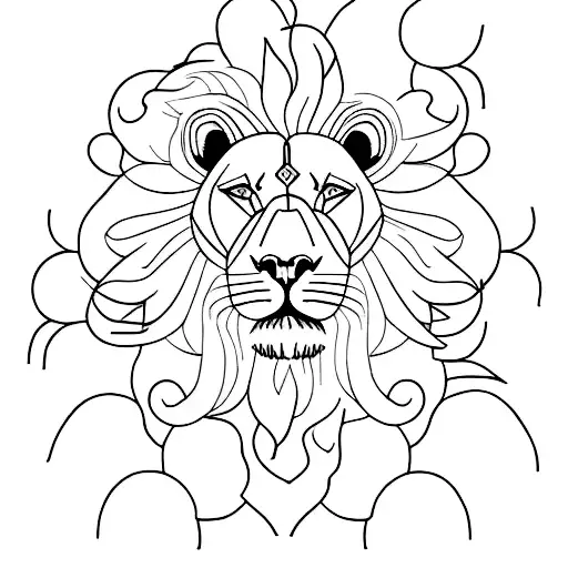 A Minimalist Tattoo Of A Lion Meditating Under A Cherry Blossom Tree