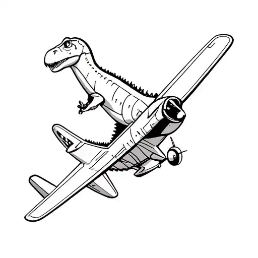 Dinosaur Flying Vintage Airplane