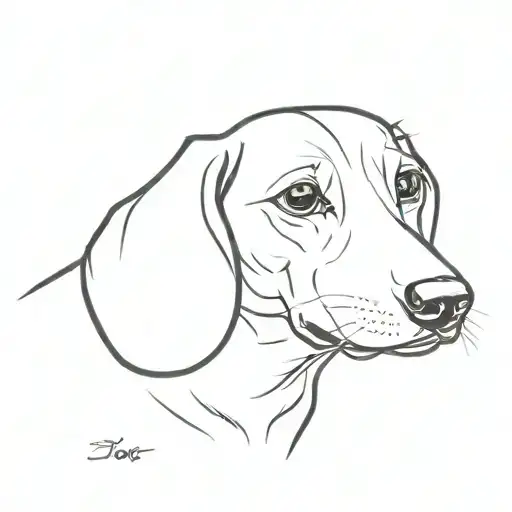 A Minimalist Dachshund Head Outline With No Fine Details And Just Black And White Looking Up