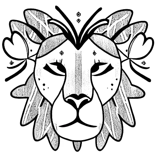 Lioness Crown Queen With Flowers Tribal