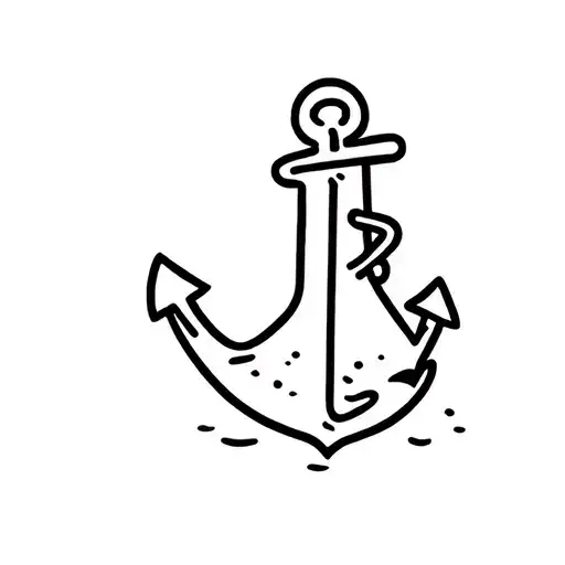 The Muppet Beaker Holding An Anchor In A Black And White Line Tattoo Design
