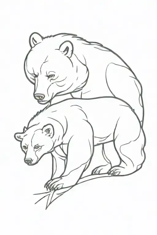 Mama Bear Protecting Its Cub