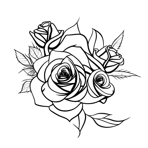 Tattoo Of A Rose With Stem Of Female Body