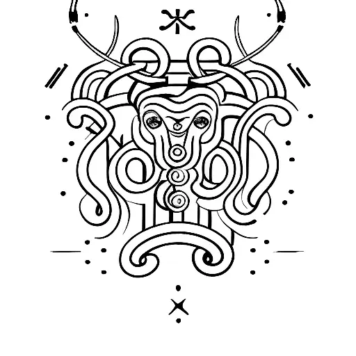 A Muscular Taurus Zodiac Sign Formed By Musical Notes