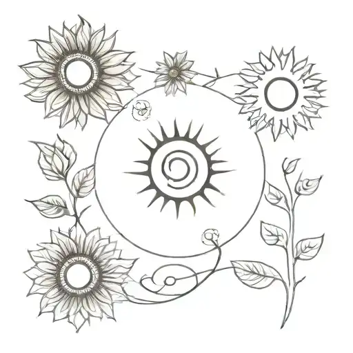 Sunflower And Eye Symbol Integrated