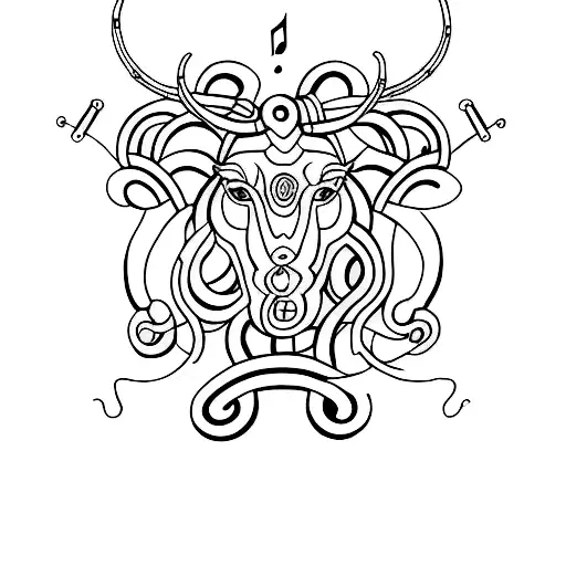 A Muscular Taurus Zodiac Sign Formed By Musical Notes