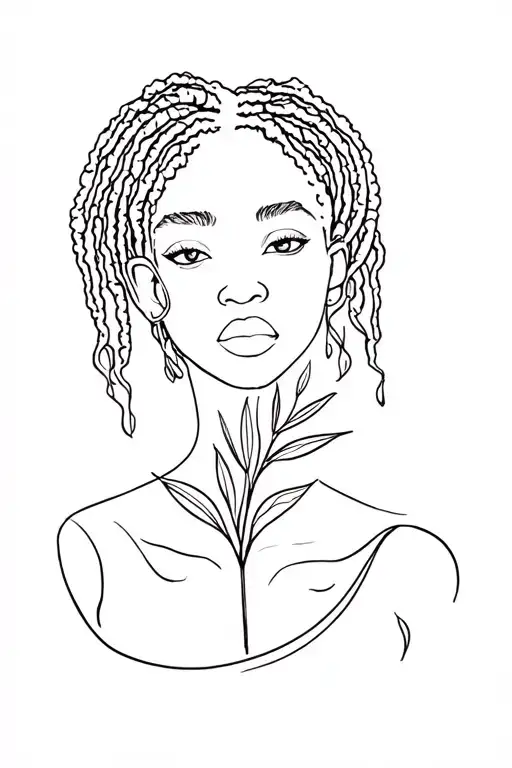 Black Woman With Locs And Incorporate A Plant In It As Well