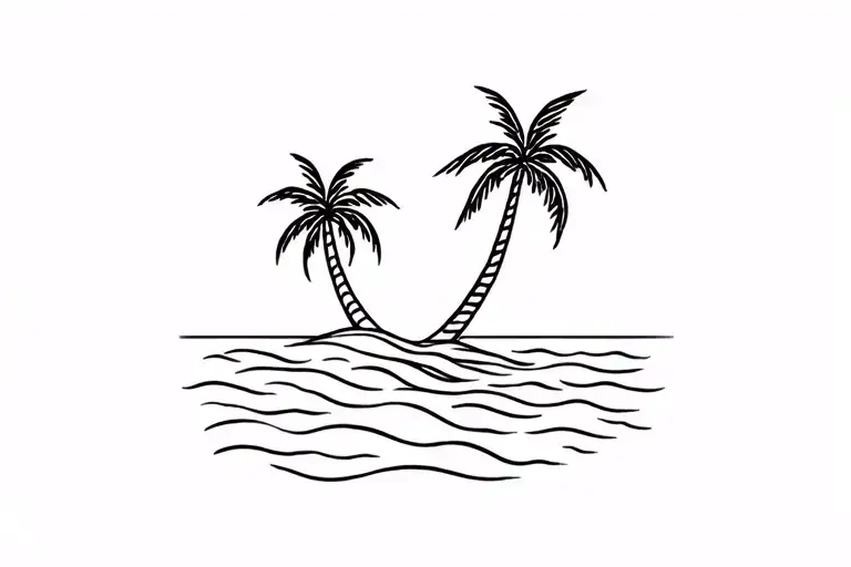 Palm Tree And Ocean Waves