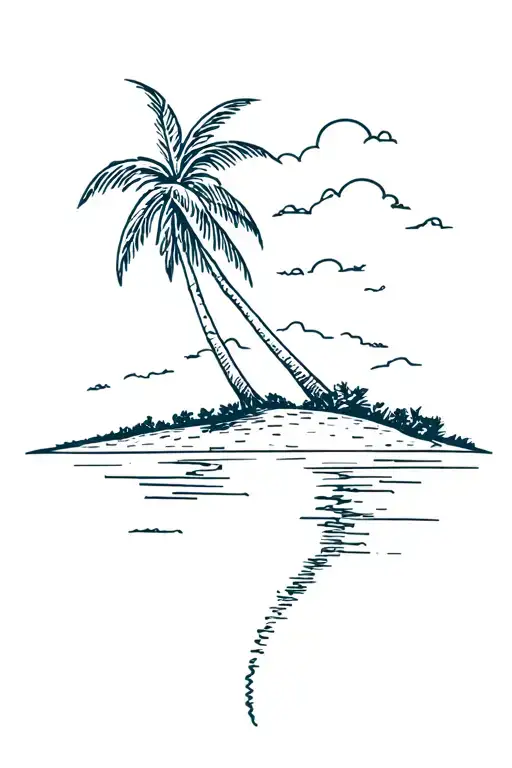 Palm Tree Island Fine Line