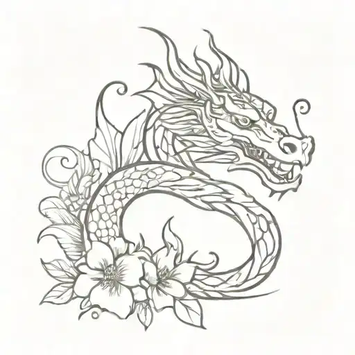 Dragon W Florals Wrapping Words