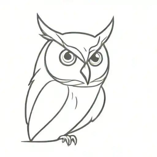 Basic And Simple Drawing Of A Vicious Owl In Black Ink