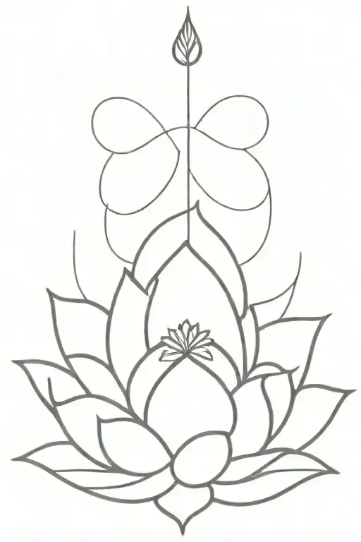 Unalome Symbol With Lotus Flower Blooming