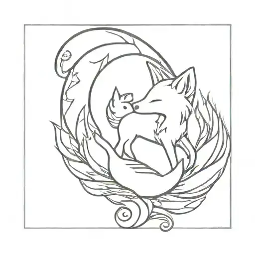 Eight Tailed Fox And The Moon