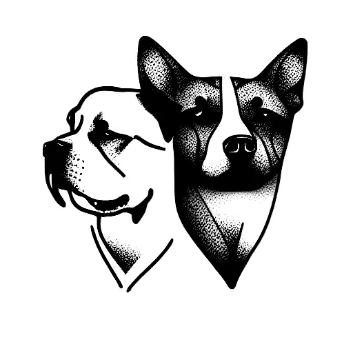 Dog And Cat Fine Line Detailed